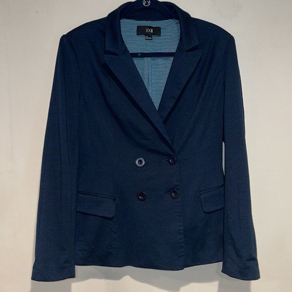 Forever 21 Navy Knit Blazer Large - Picture 1 of 10